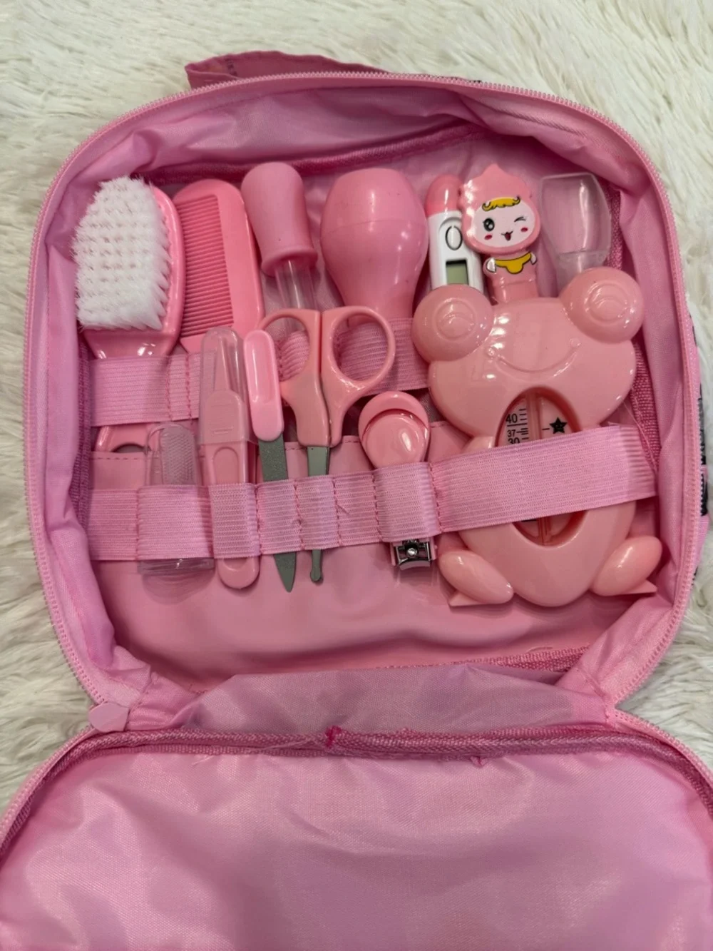 Complete baby grooming set pink 13 pieces newborn baby health care thermometer